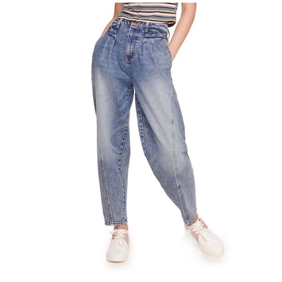 SO Denim - SO Pleated Front Balloon Leg Denim Pants Size 7/28 NWOT High Rise Retro